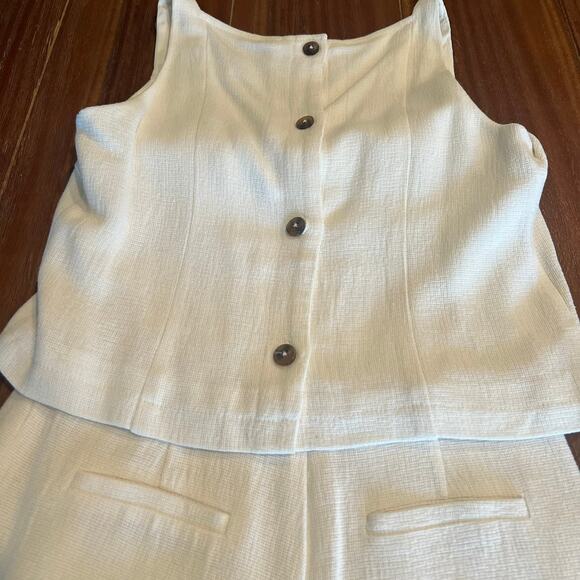 Greylin Women's Creamy White Sleeveless Linen Blend Shorts Romper Size XS - Picture 4 of 9